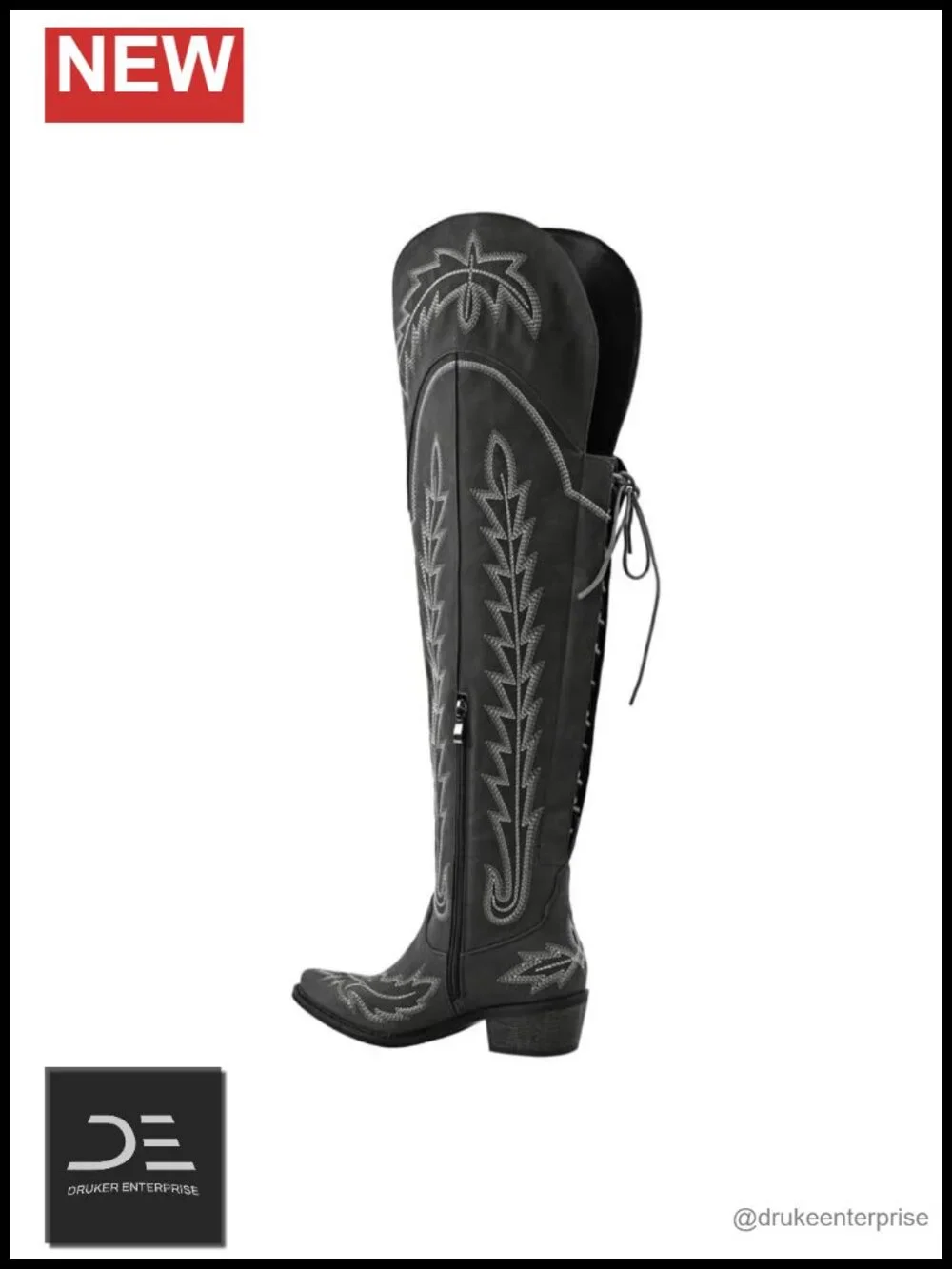 Cowgirl Boots Thigh High Wide Calf Embroidered Western Heeled Boots